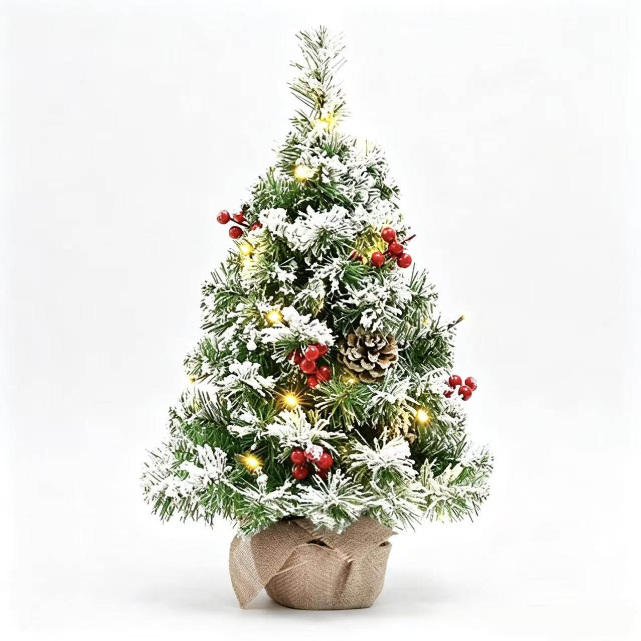🎄 Pre-Lit Flocked Mini Christmas Tree ✨