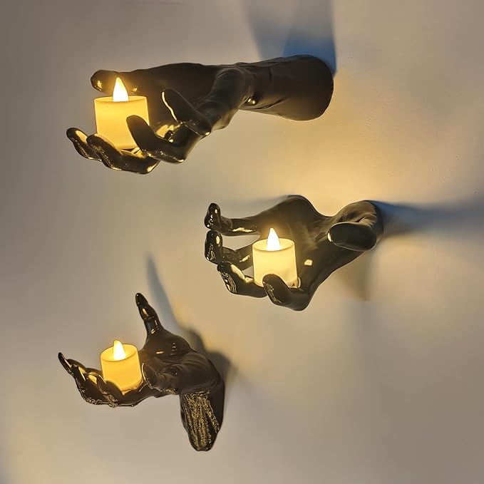 🕯️ Spooky Wall Hand Candle Holders | 3-Piece Halloween Decor Set