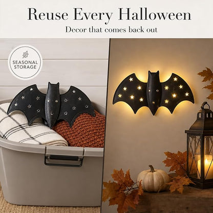 🦇 Glowing Bat Wall Decor | Lighted Halloween Wall Decoration