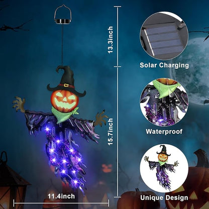 Hanging Light-Up Pumpkin Witch for Halloween