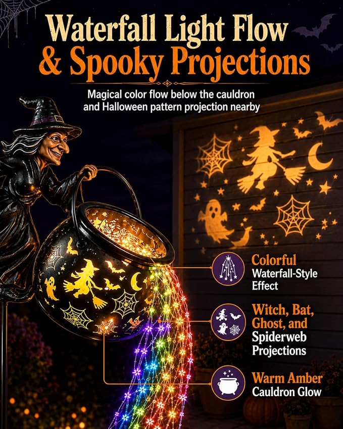 🧙 Halloween Witch's Cauldron Garden Light ✨
