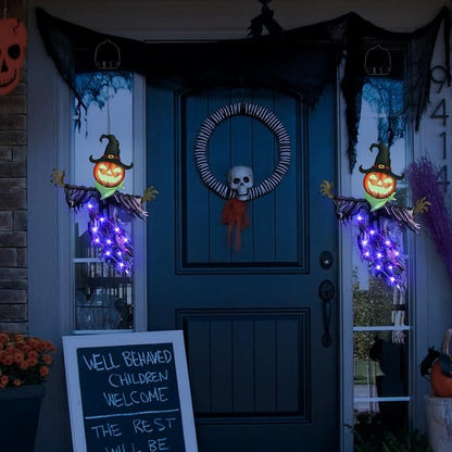 Hanging Light-Up Pumpkin Witch for Halloween