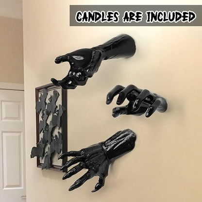 🕯️ Spooky Wall Hand Candle Holders | 3-Piece Halloween Decor Set