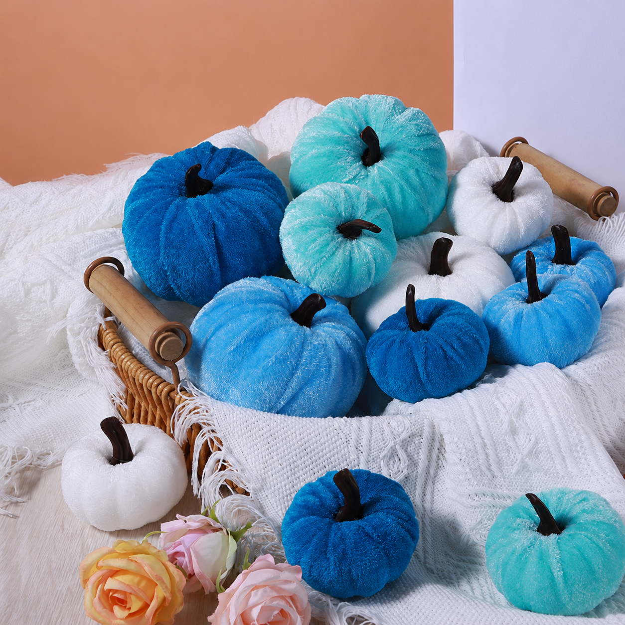 🍂 Velvet Pumpkin Decor Set for Fall & Thanksgiving 🌾