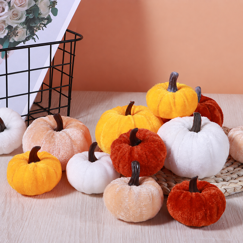 🍂 Velvet Pumpkin Decor Set for Fall & Thanksgiving 🌾