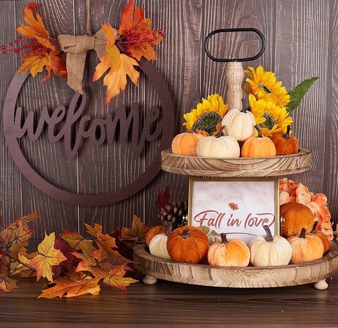 🍂 Velvet Pumpkin Decor Set for Fall & Thanksgiving 🌾