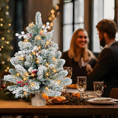 🎄 Pre-Lit Flocked Mini Christmas Tree ✨