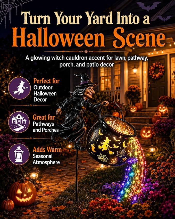 🧙 Halloween Witch's Cauldron Garden Light ✨