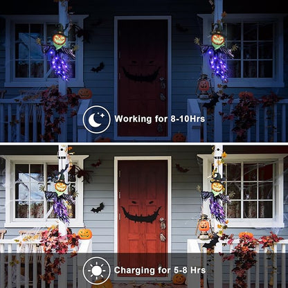 Hanging Light-Up Pumpkin Witch for Halloween