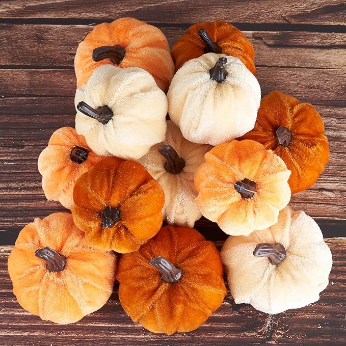 🍂 Velvet Pumpkin Decor Set for Fall & Thanksgiving 🌾