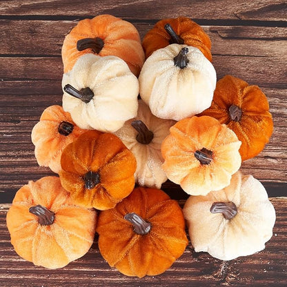 🍂 Velvet Pumpkin Decor Set for Fall & Thanksgiving 🌾