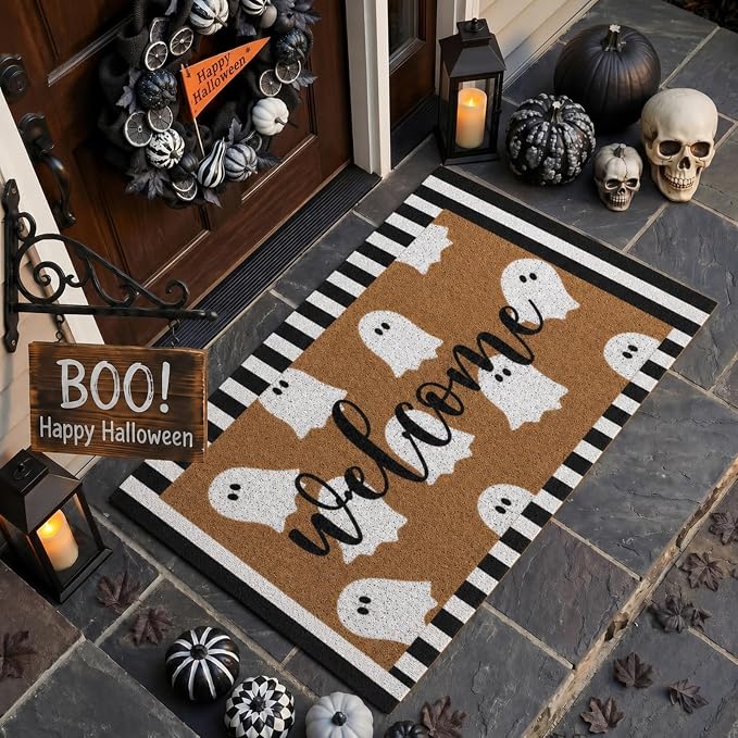 (2-Pack) Halloween Outdoor Doormat — Cute Ghost Pattern