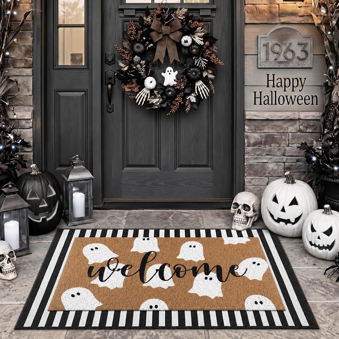 (2-Pack) Halloween Outdoor Doormat — Cute Ghost Pattern