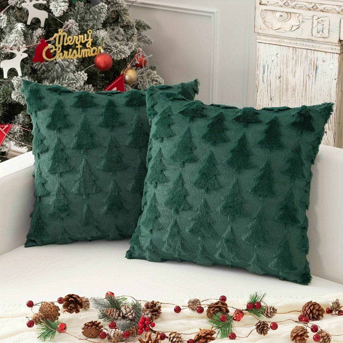 🤍 Cozy Christmas Tree Pillow Covers 🎄